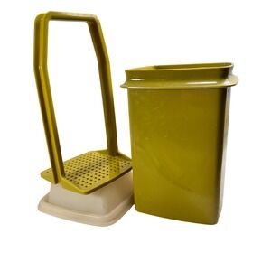 Tupperware Pickle A-Way Avocado Green Container Strainer 1330 10 Vintage